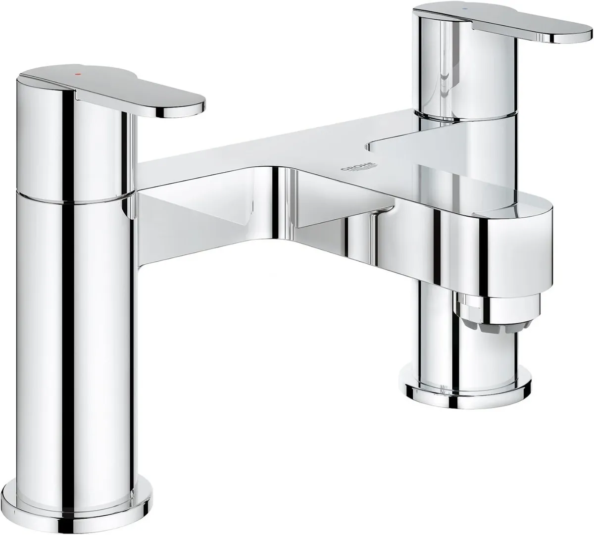 Get Twin Handle Bath Mixer Metal Handles Deck - Image 1