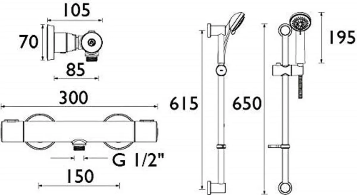 Frenzy Thermostatic Cool Tough Shower Bar Valve - Image 3