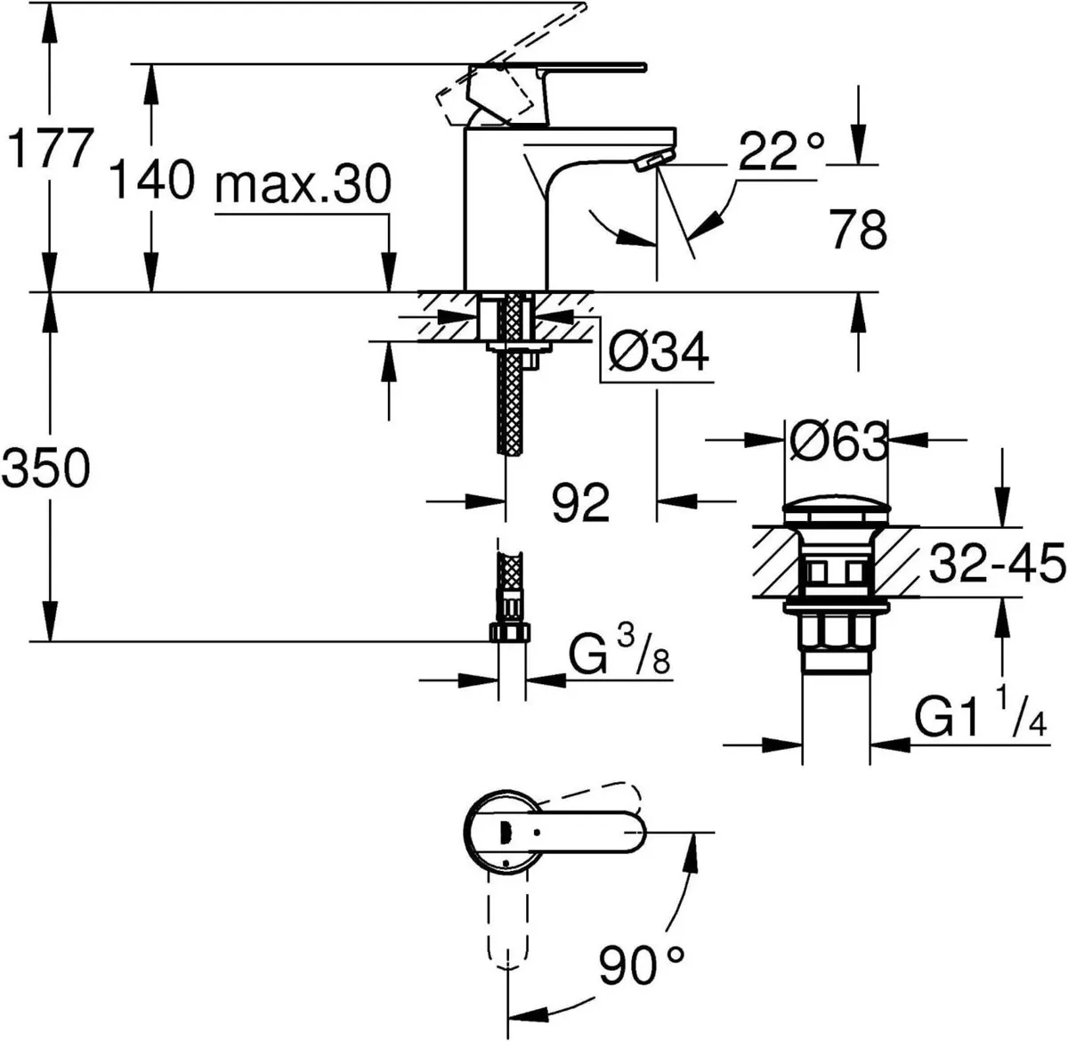 Get Single-Lever Basin Mixer S-Size Water - Image 2