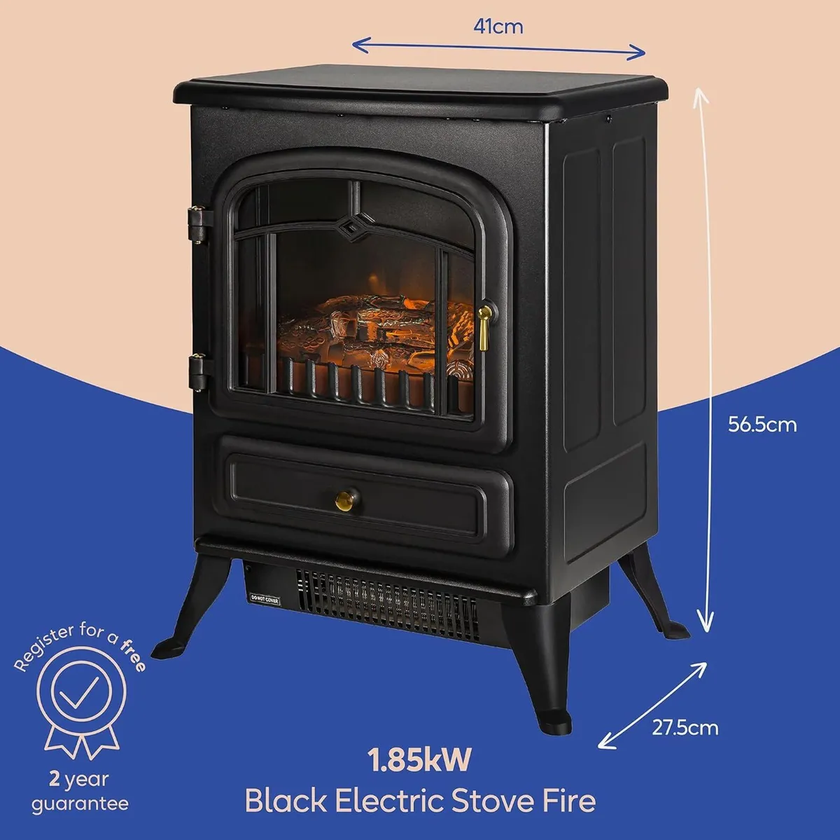 1.85KW Freestanding Electric Stove Fire Heater - Image 2