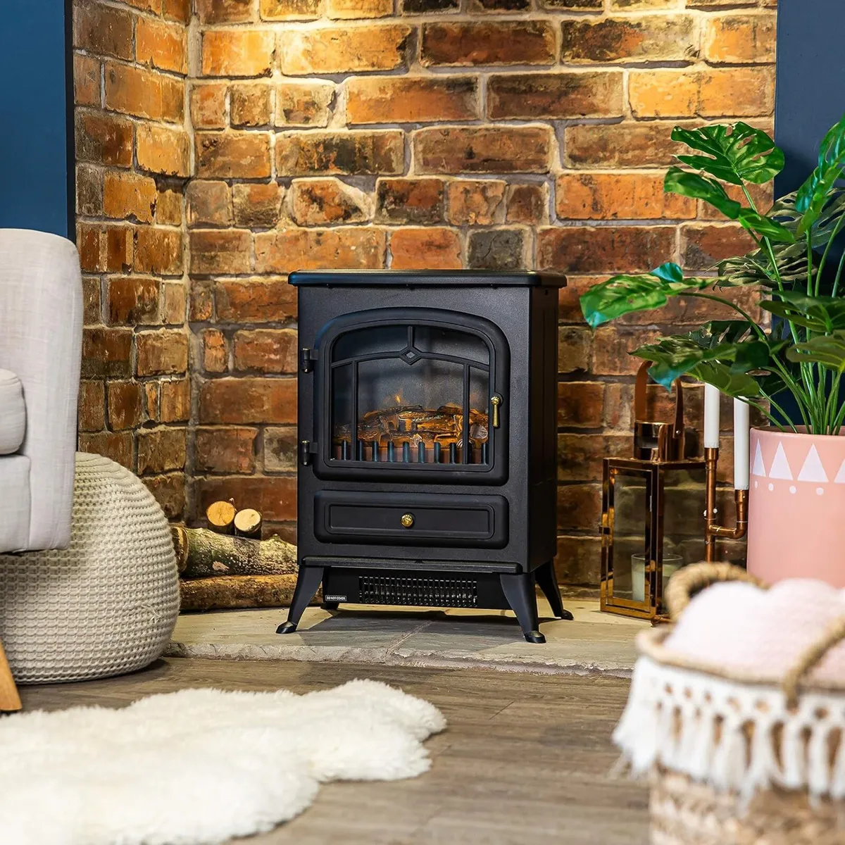 1.85KW Freestanding Electric Stove Fire Heater - Image 3