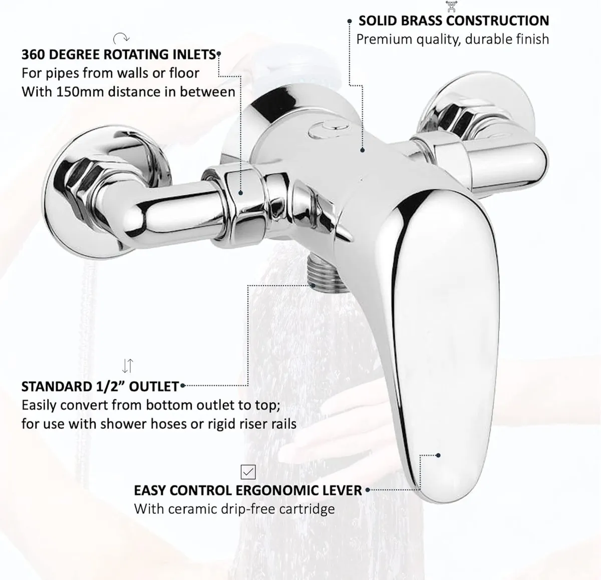 Bromley Wall Mounted Manual Exposed Shower Valve - Image 2