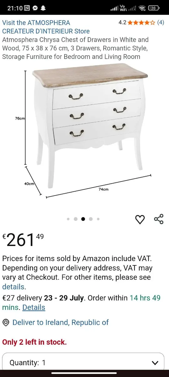 Dressing table with 3 drawers - Image 3