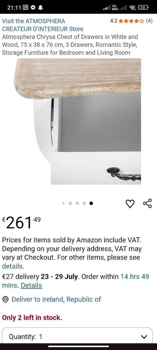 Dressing table with 3 drawers - Image 4