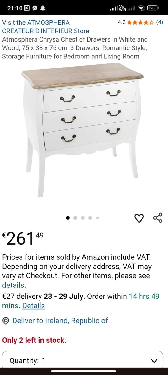 Dressing table with 3 drawers - Image 1
