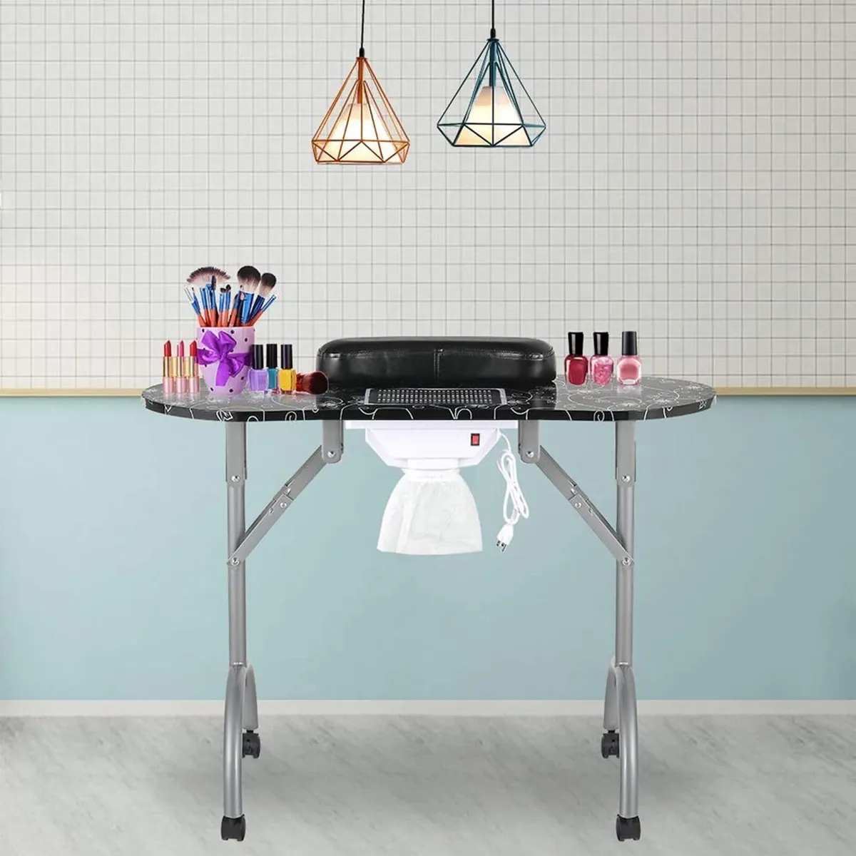 Folding Portable Vented Beauty Manicure Table - Image 2