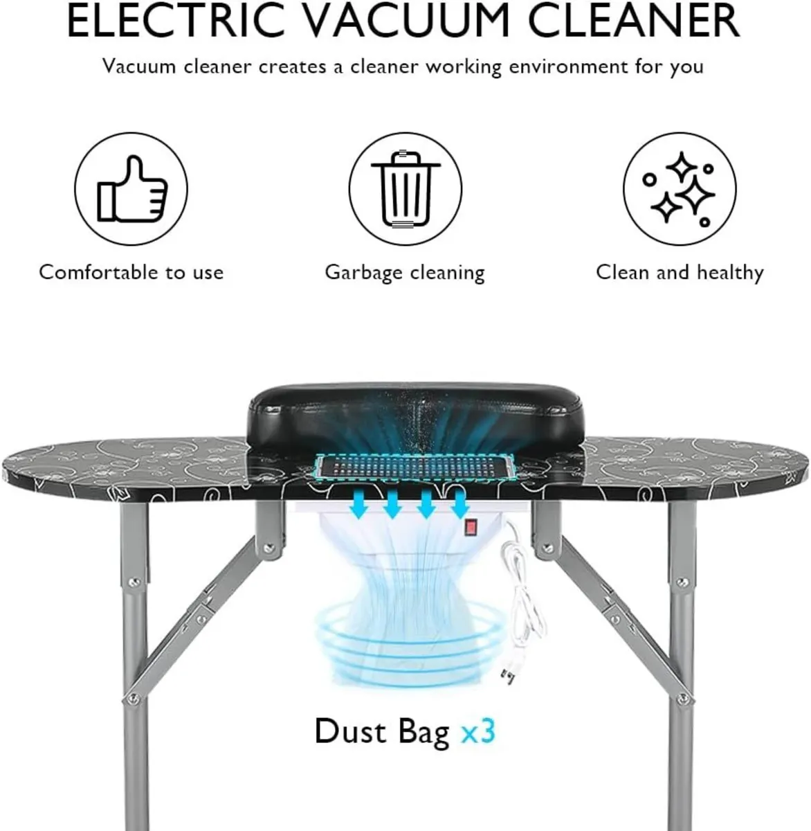 Folding Portable Vented Beauty Manicure Table - Image 4