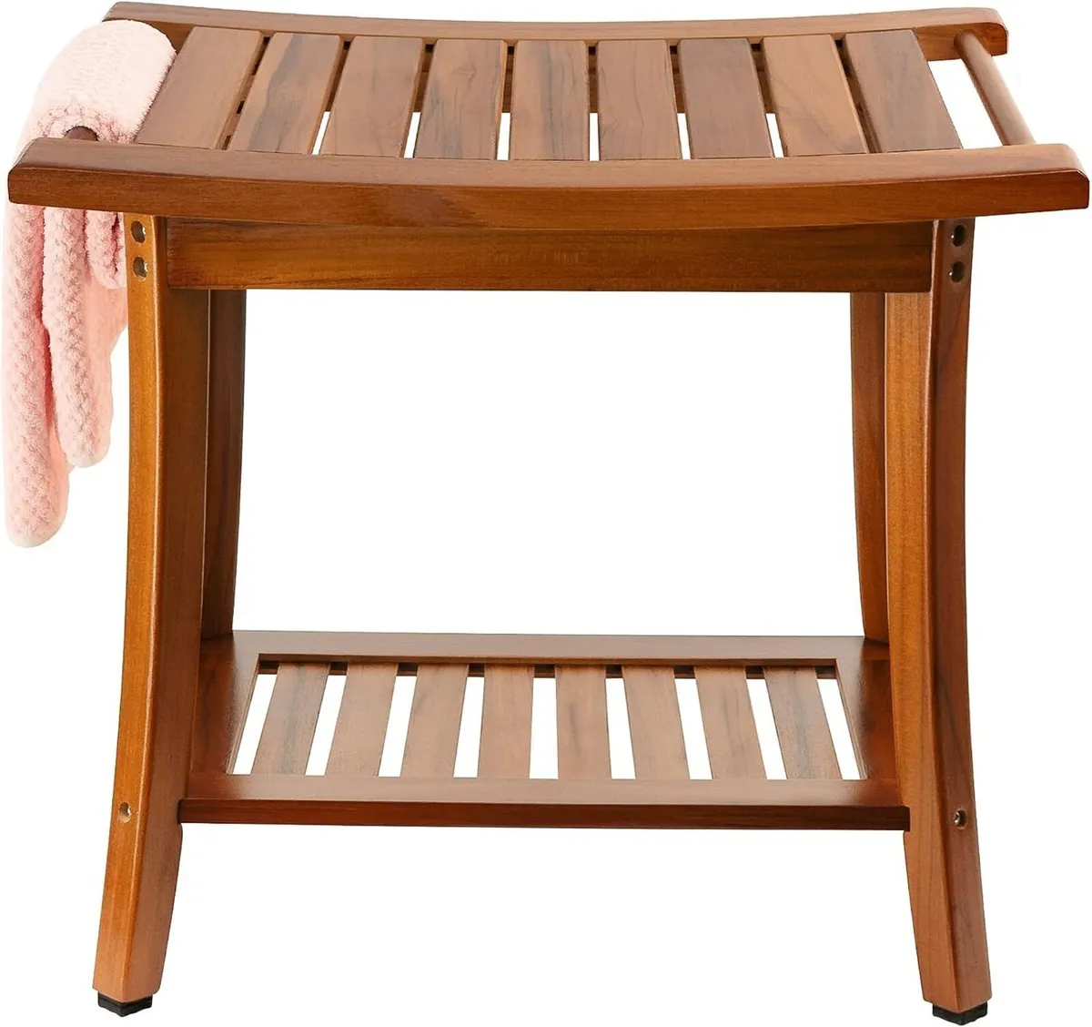 Teak Shower Bench Wooden Bathroom Stool - Image 1