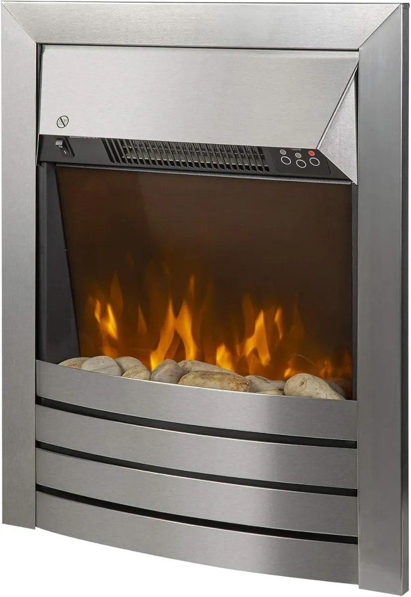 2KW Stainless Steel Electric Inset Fire Stove - Image 1