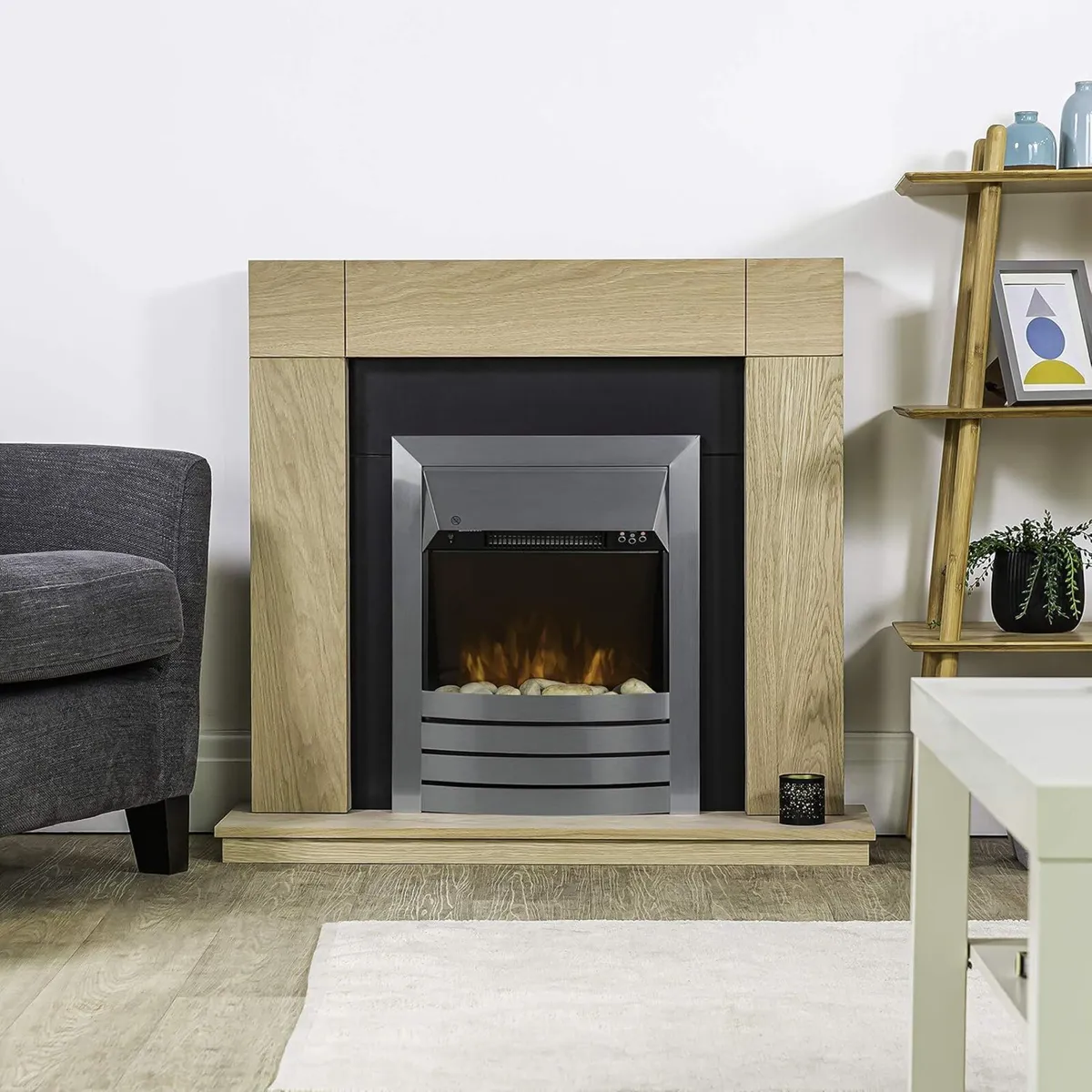 2KW Stainless Steel Electric Inset Fire Stove - Image 2