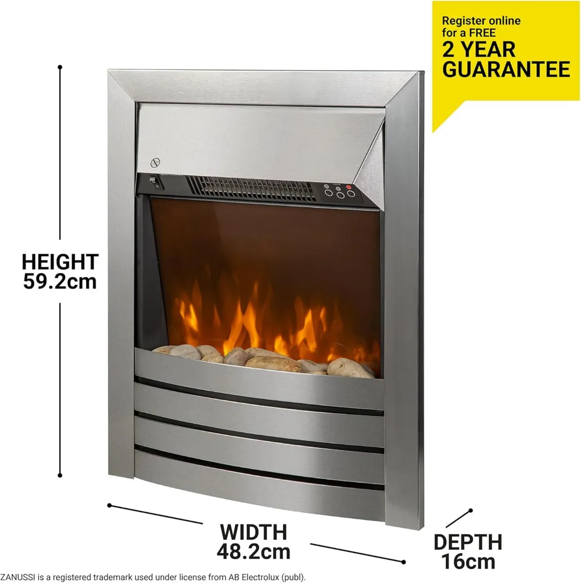 2KW Stainless Steel Electric Inset Fire Stove - Image 3