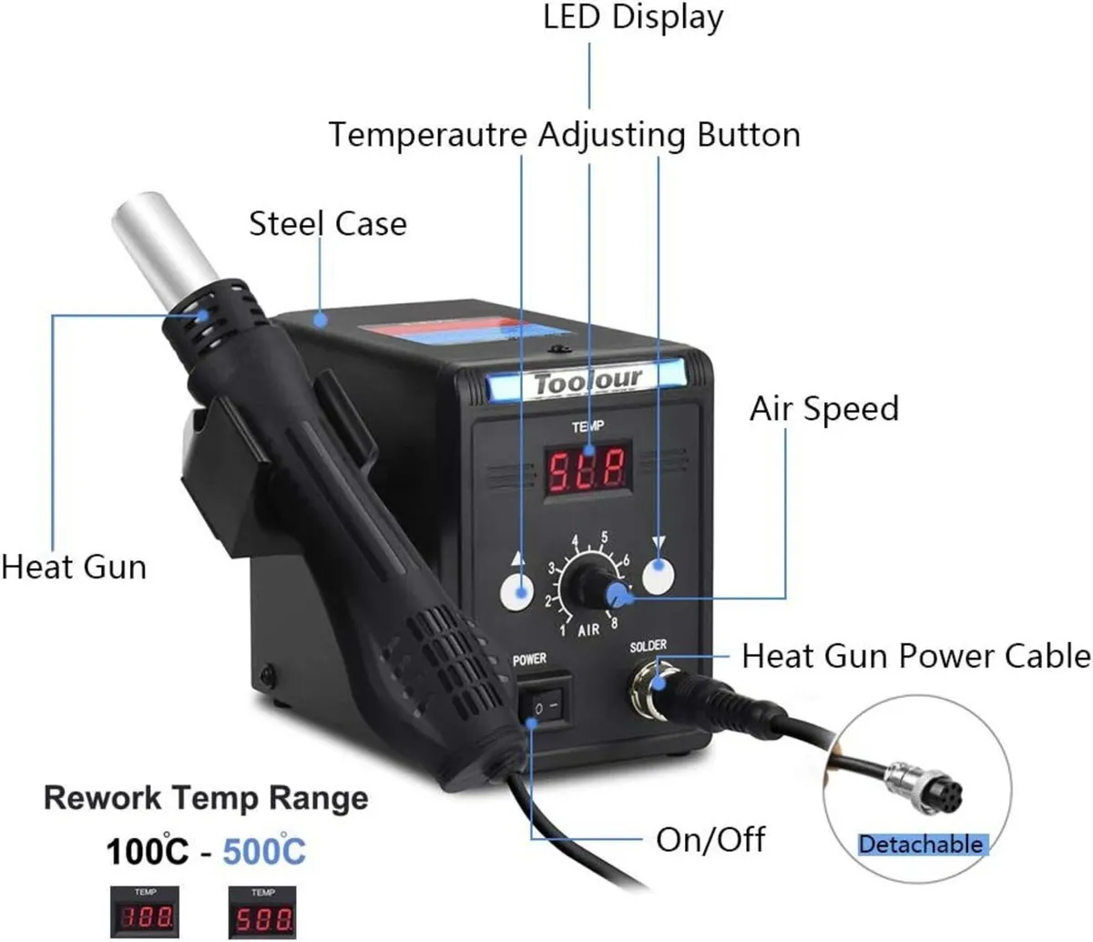 Hot Air Smd Rework Station 100-500 Degreesc Heat - Image 2