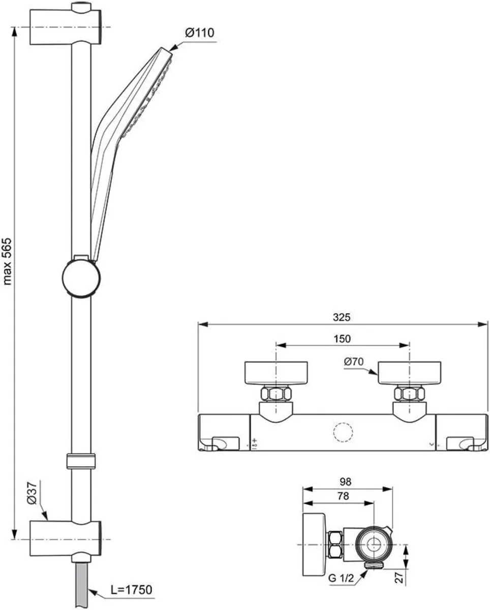 Ceratherm T50 Thermostatic Shower Mixer with Kit - Image 3