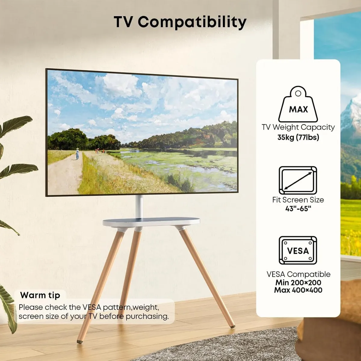 Easel TV Tripod Stand for 43-65 Inch LED - Image 3