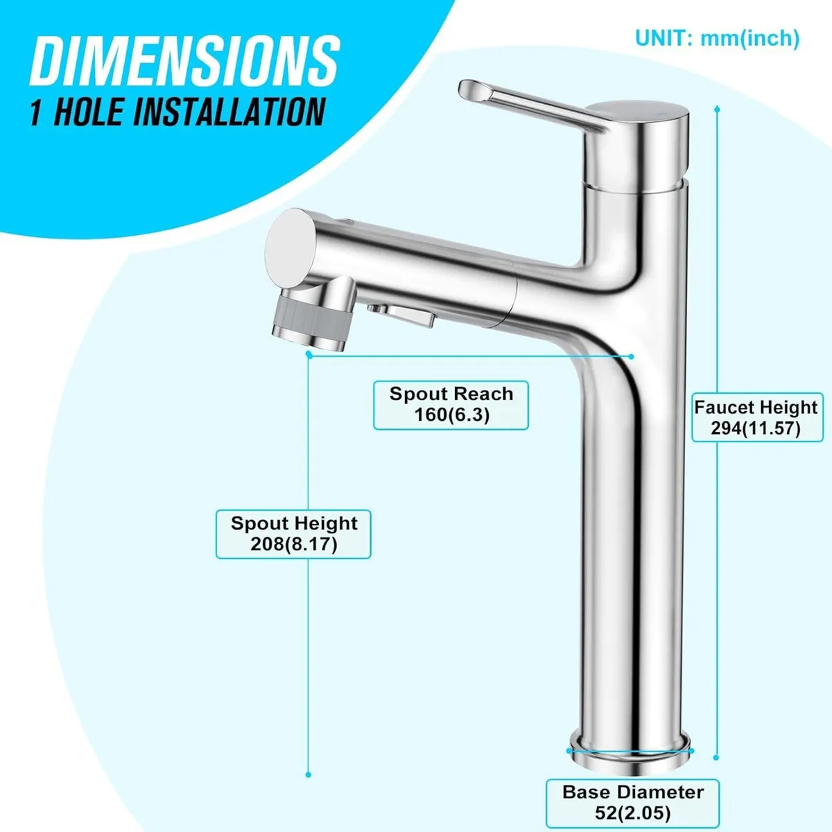 High Wash Basin Mixer Tap for Countertop Washbasin - Image 2