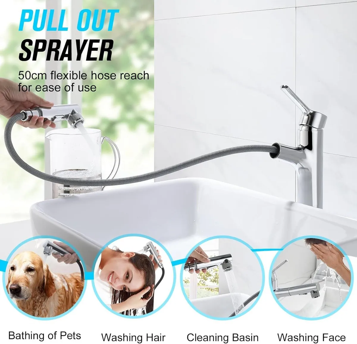 High Wash Basin Mixer Tap for Countertop Washbasin - Image 3