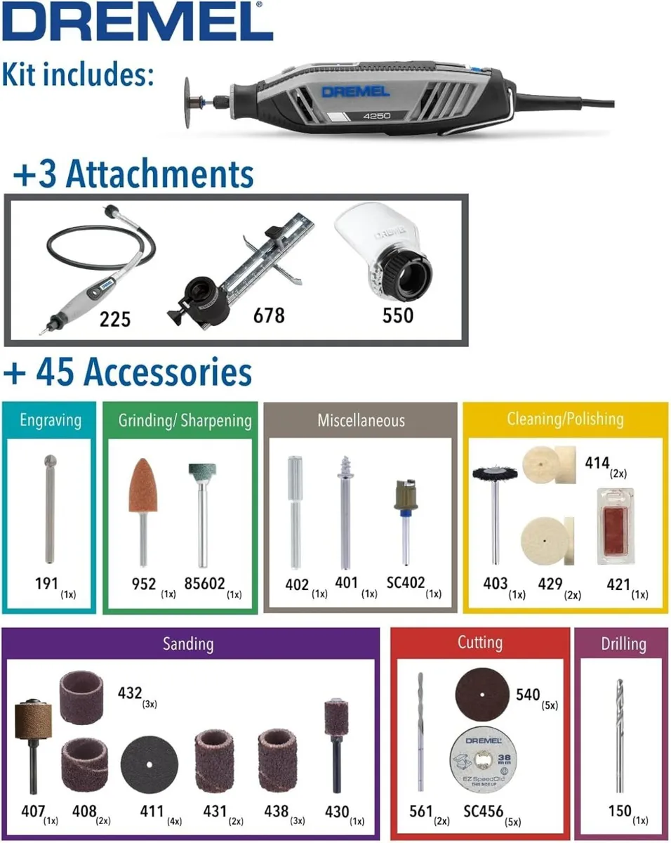 Corded 175W Rotary Tool Kit with Hard Case - Image 3