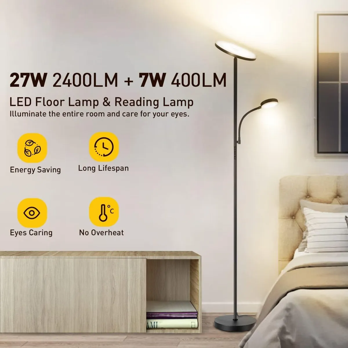 LED Floor Lamp with Reading Mother Father Parent - Image 4