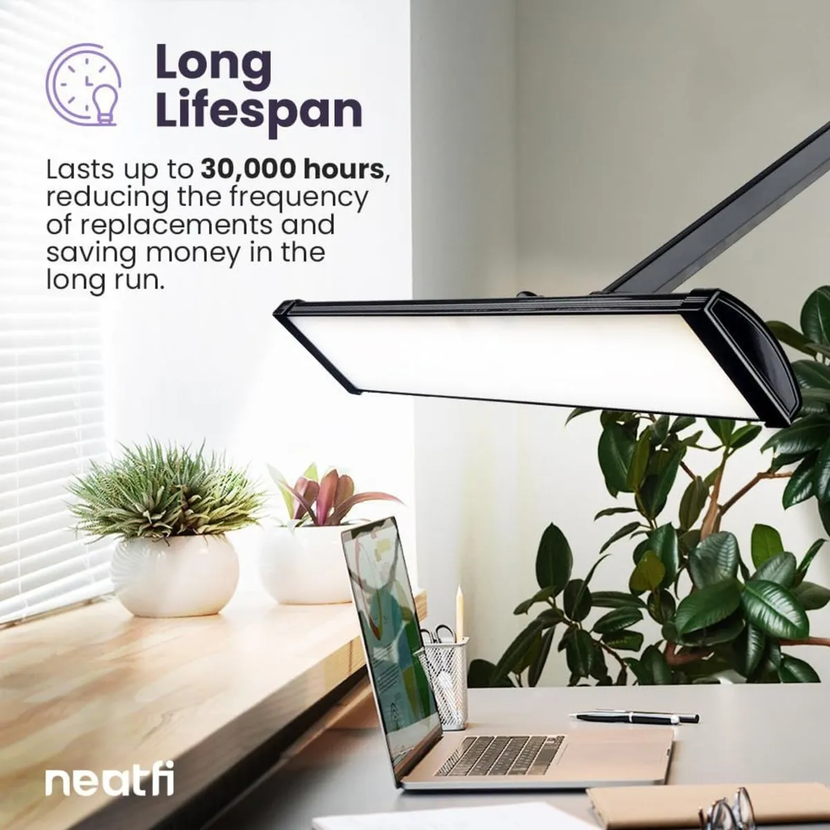 LED Desk Lamp 66CM Wide Metal Shade Shadow-Free - Image 2