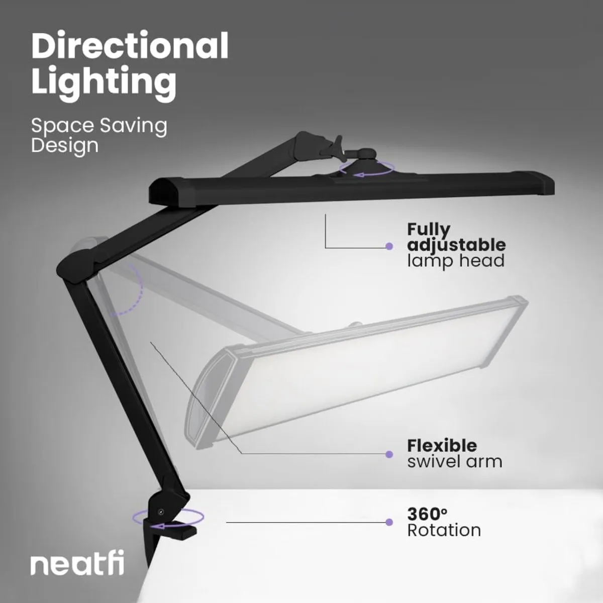 LED Desk Lamp 66CM Wide Metal Shade Shadow-Free - Image 4