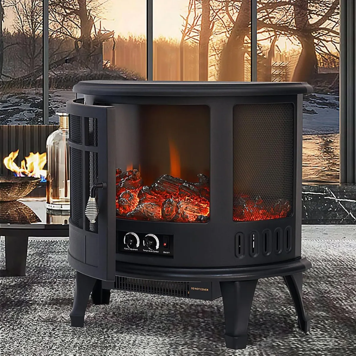 Electric Fire Stove Heater with Realistic LED Log - Image 1