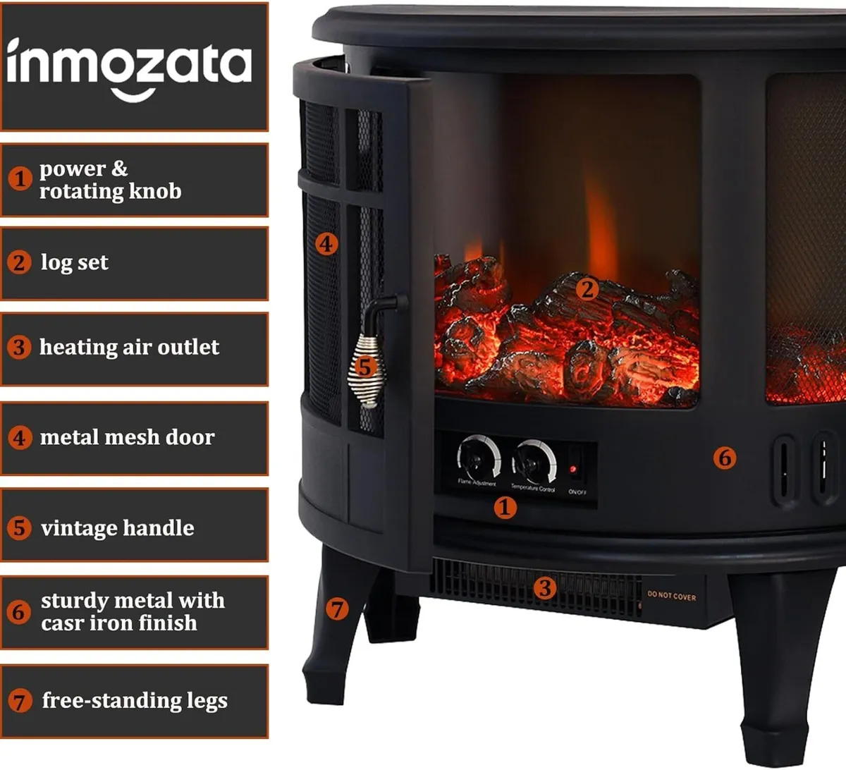 Electric Fire Stove Heater with Realistic LED Log - Image 3