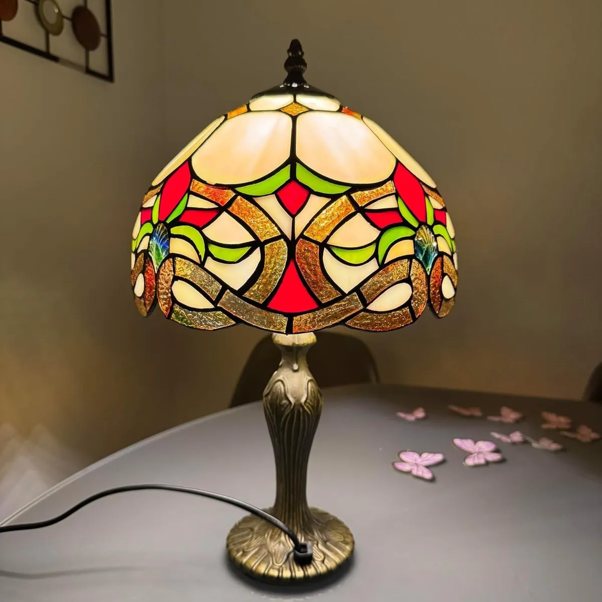 Tiffany Table Lamp 10 Inch Sapphire Dragonfly - Image 2