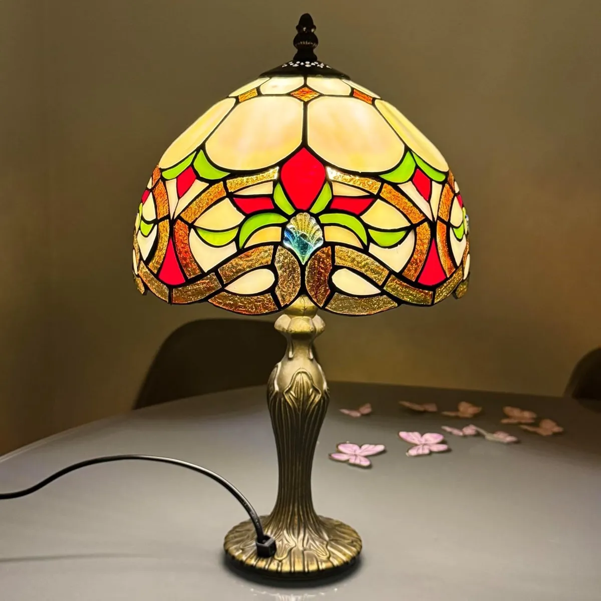 Tiffany Table Lamp 10 Inch Sapphire Dragonfly - Image 3