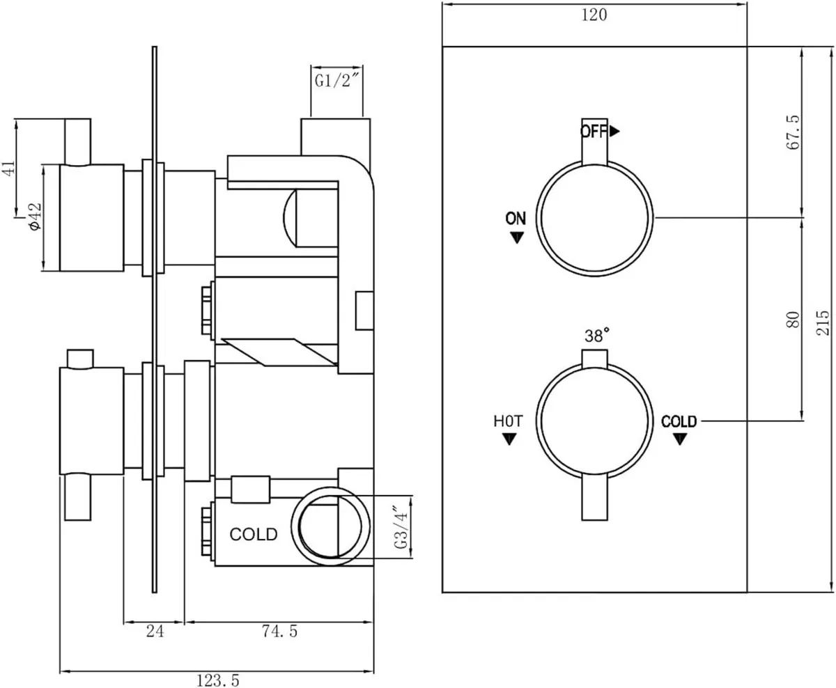 Naples Concealed Thermostatic Shower Mixer Valve - Image 3