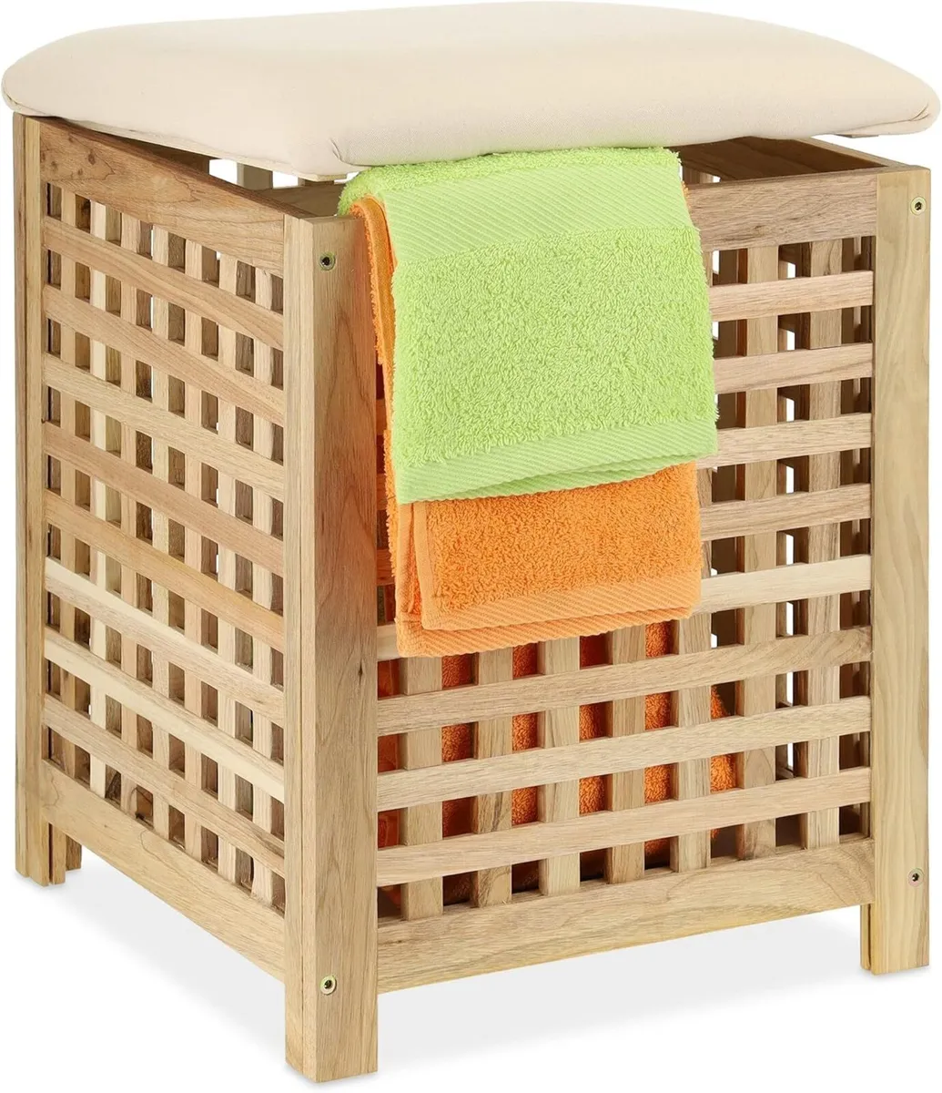 Laundry Basket with Seat Walnut 50x39x39CM 45 - Image 1
