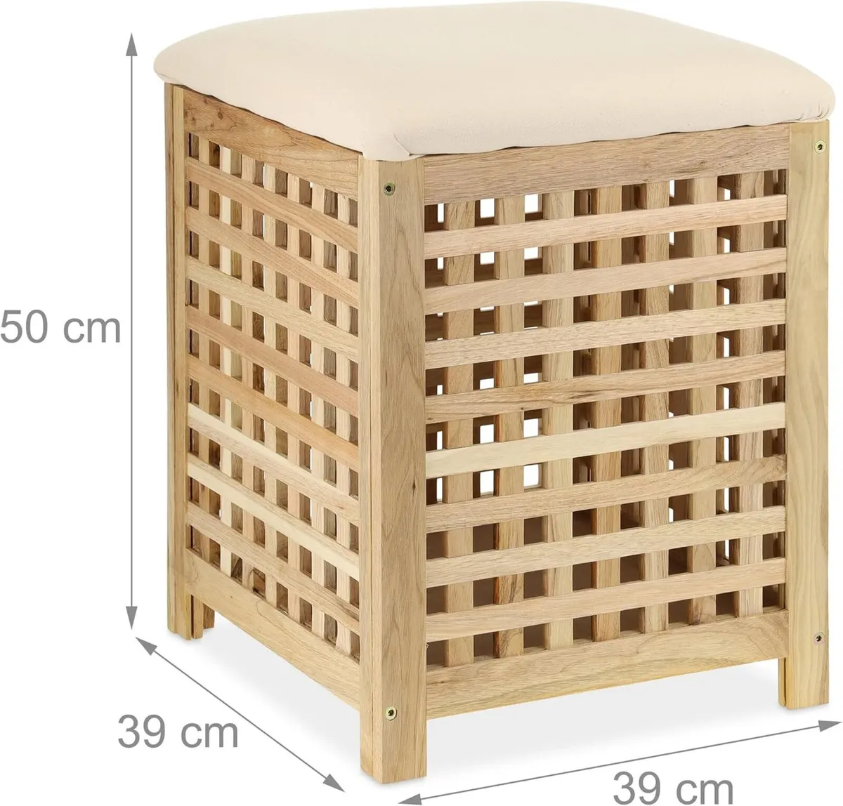 Laundry Basket with Seat Walnut 50x39x39CM 45 - Image 4