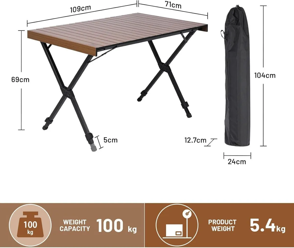 Roll Up Camping Table That Fold Height Adjustable - Image 3