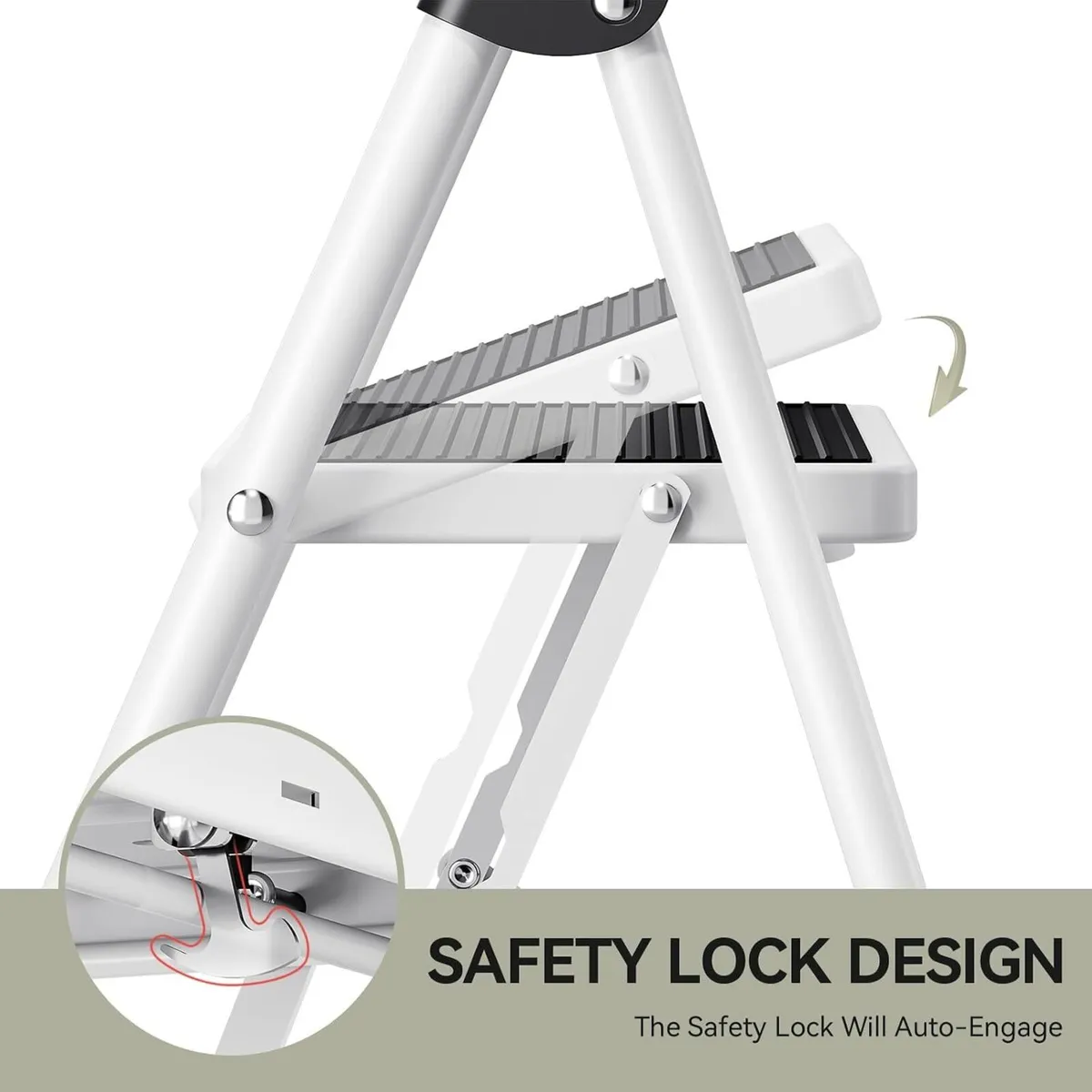 3 Step Folding Ladder with Non-Slip Wide Pedal - Image 4