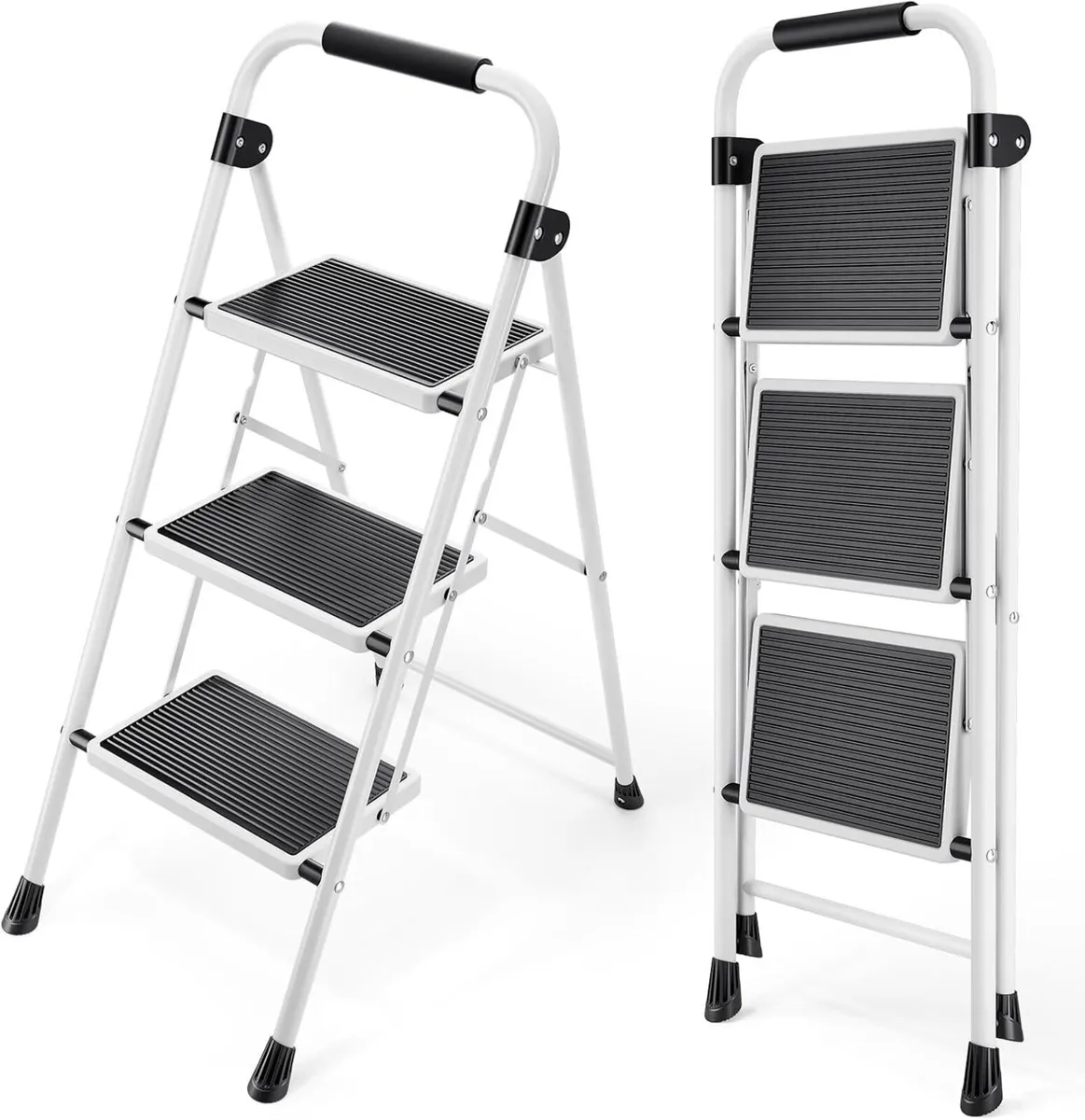 3 Step Folding Ladder with Non-Slip Wide Pedal - Image 1