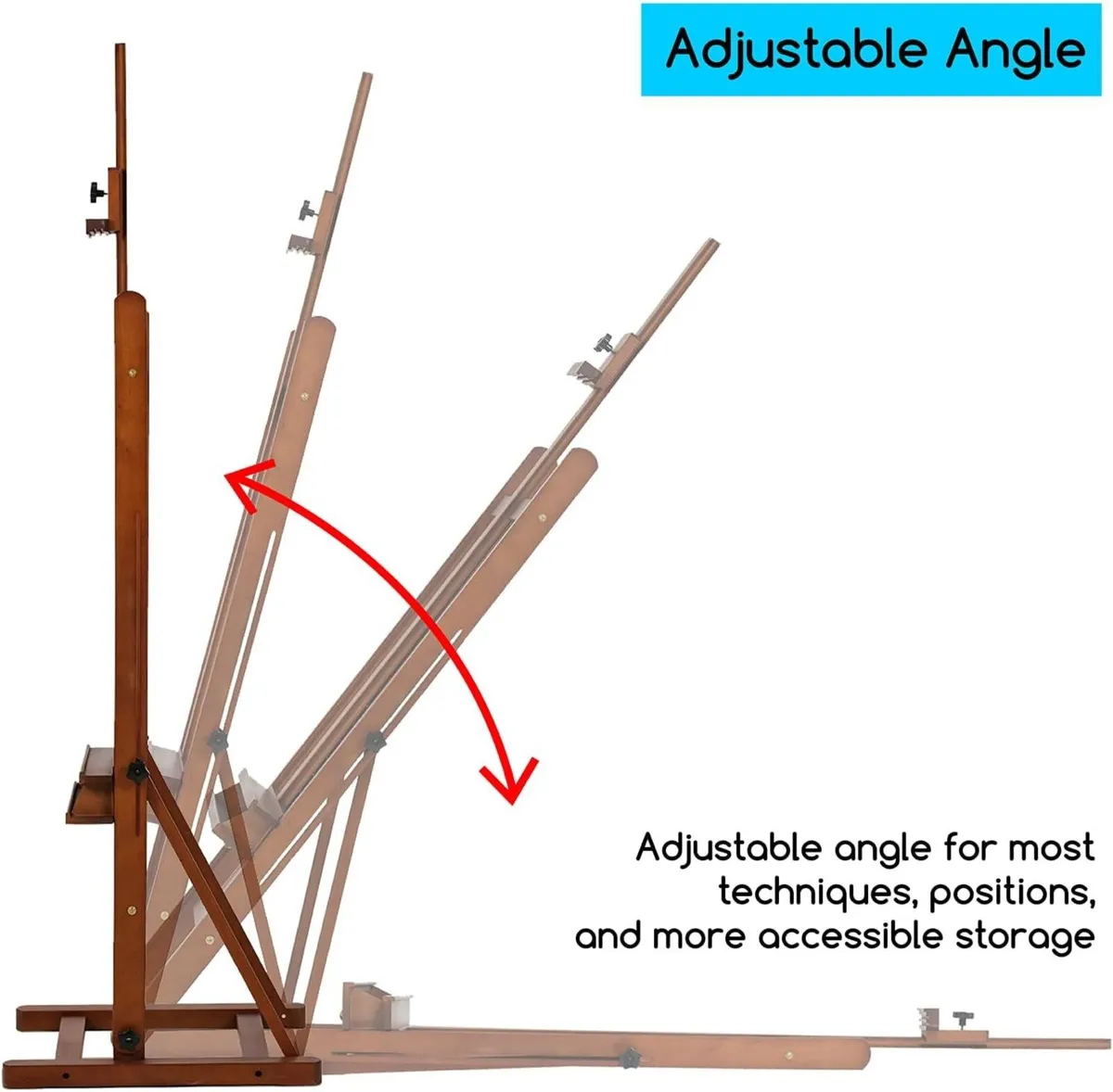 Studio Wood H-Frame Easel: Art Easel with Storage - Image 4