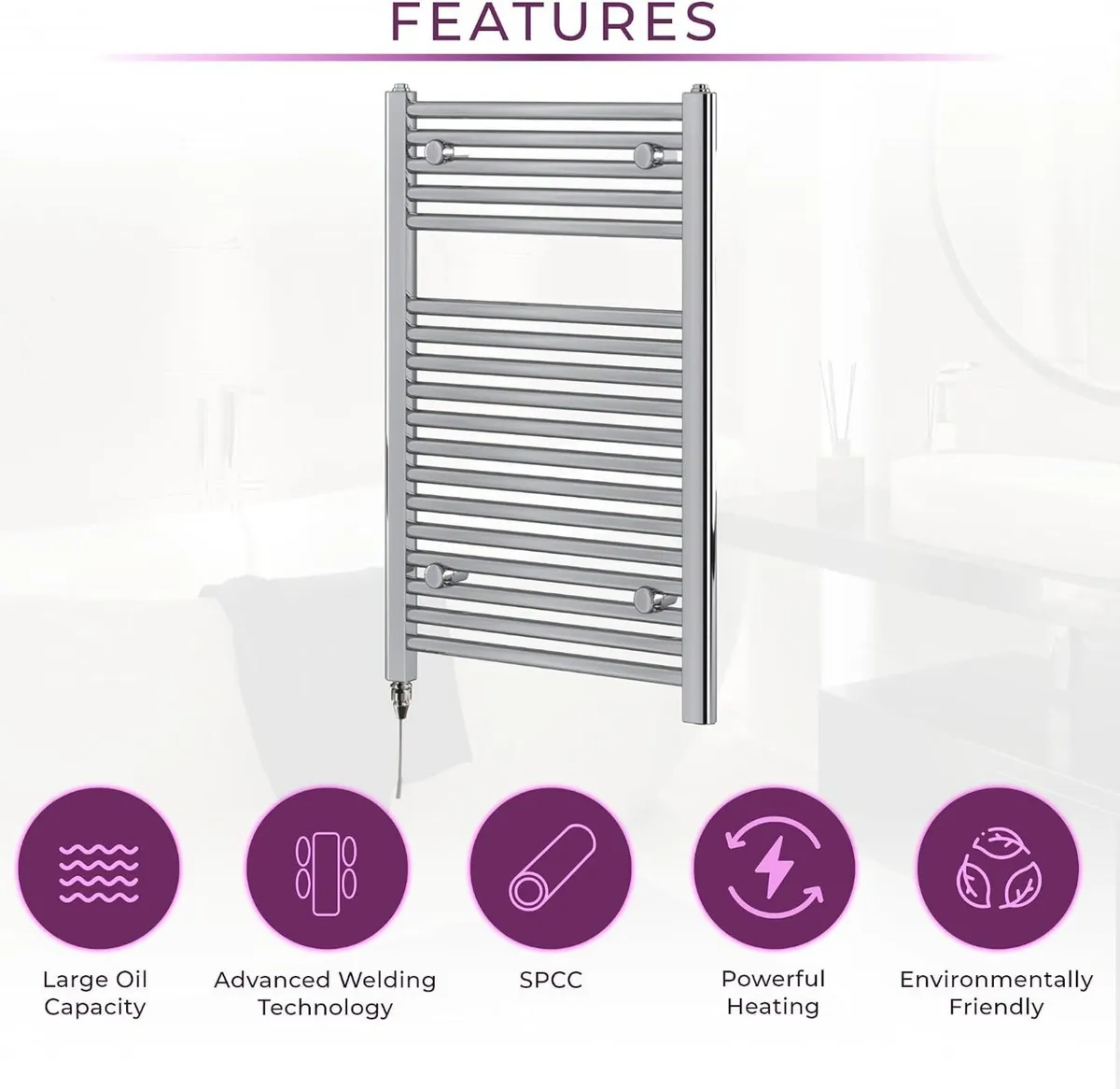 Chrome Electric Towel Radiator Warmer Rail - Image 1