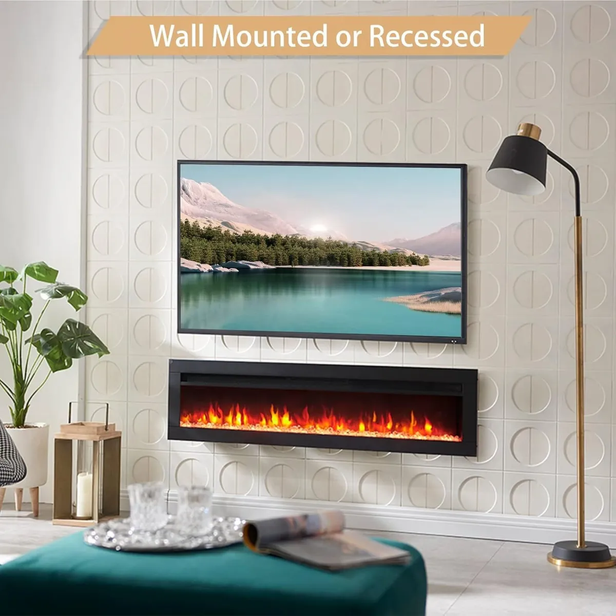 50" Wall Mounted Electric Fireplace Dilton - Image 2