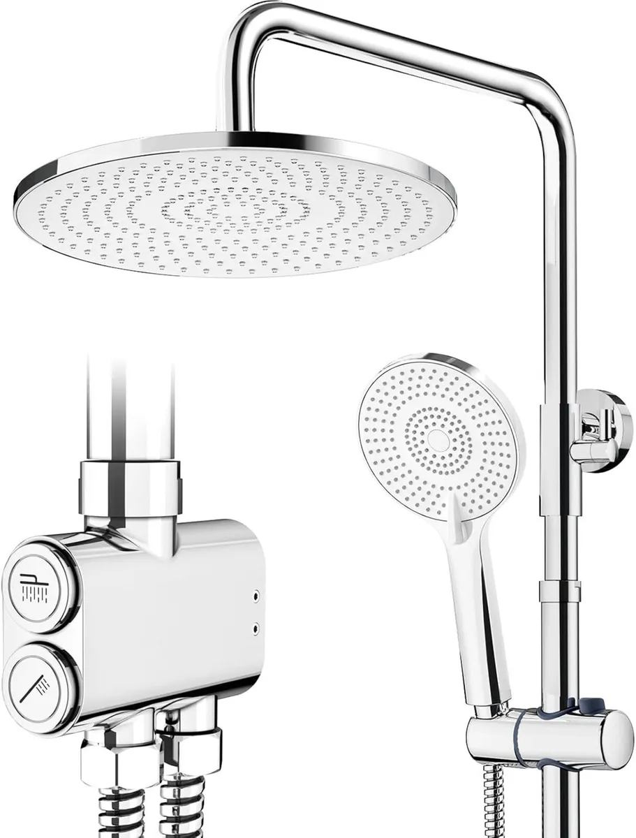 Shower Riser Rail Kit 10" Round Overhead Chrome - Image 1