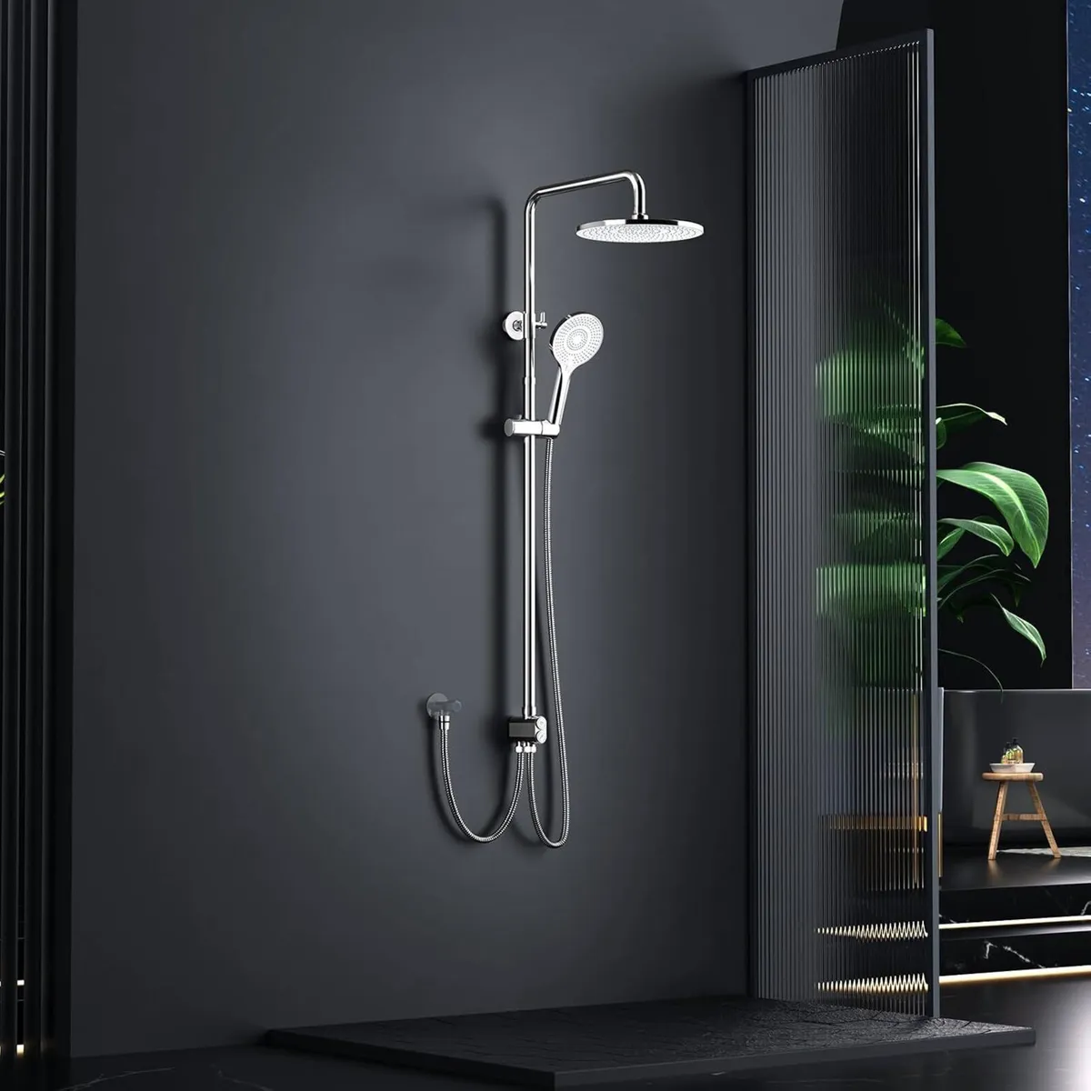 Shower Riser Rail Kit 10" Round Overhead Chrome - Image 2