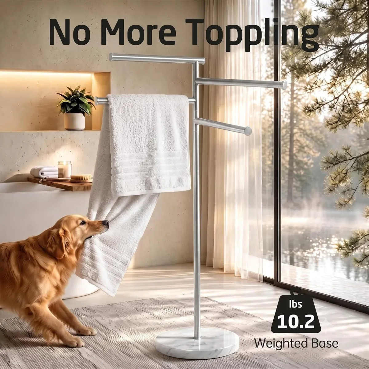 Bathroom Towel Rail Free Standing Holder 4 Swivel - Image 3