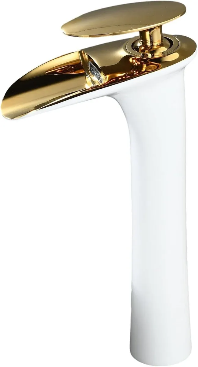 Bathroom Mixer Tap Whitegold Basin Sink Taps Brass - Image 1