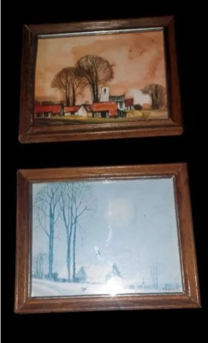 4 Vintage Miniature Framed Country Landscapes - Image 3