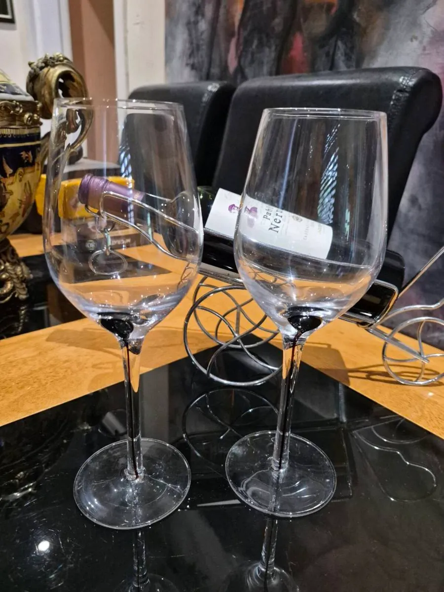 Pair of large decorative wine goblets - Image 1