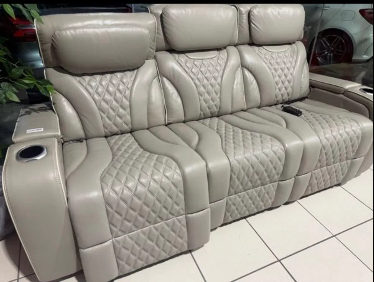 3 Seater Leather Recliner with Massage + Heated - Image 1