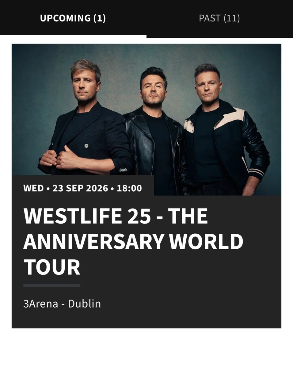 2 seated westlife tickets - Image 1