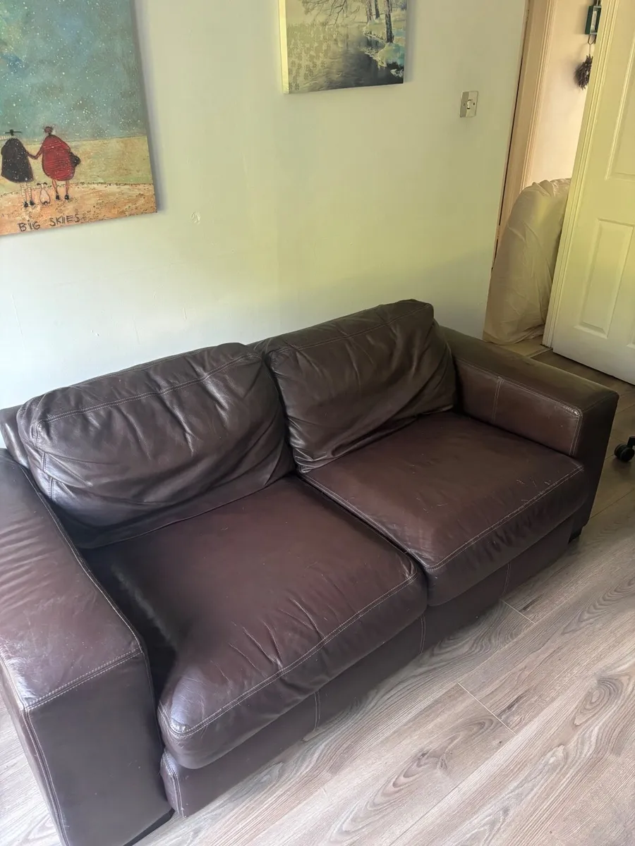 Brown Leather 3 seater couch - Image 3
