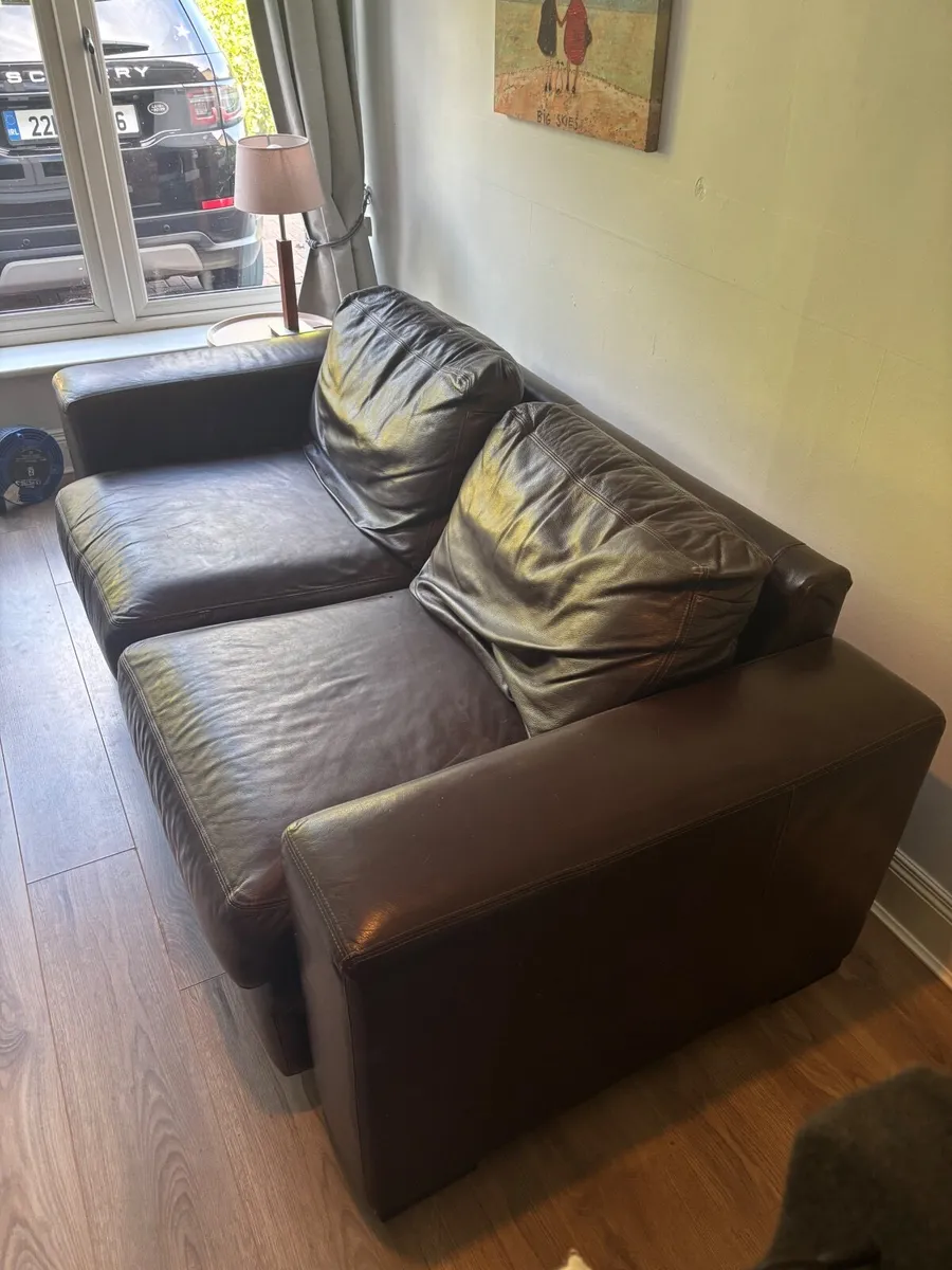 Brown Leather 3 seater couch - Image 4