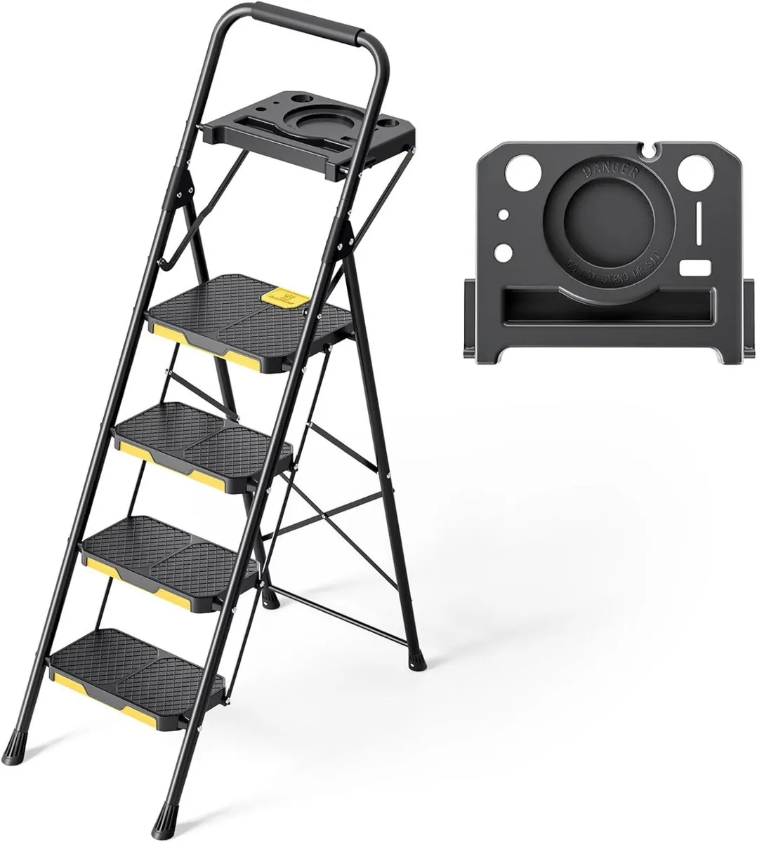 Folding 4-Step Ladder with Tool Tray - Image 1