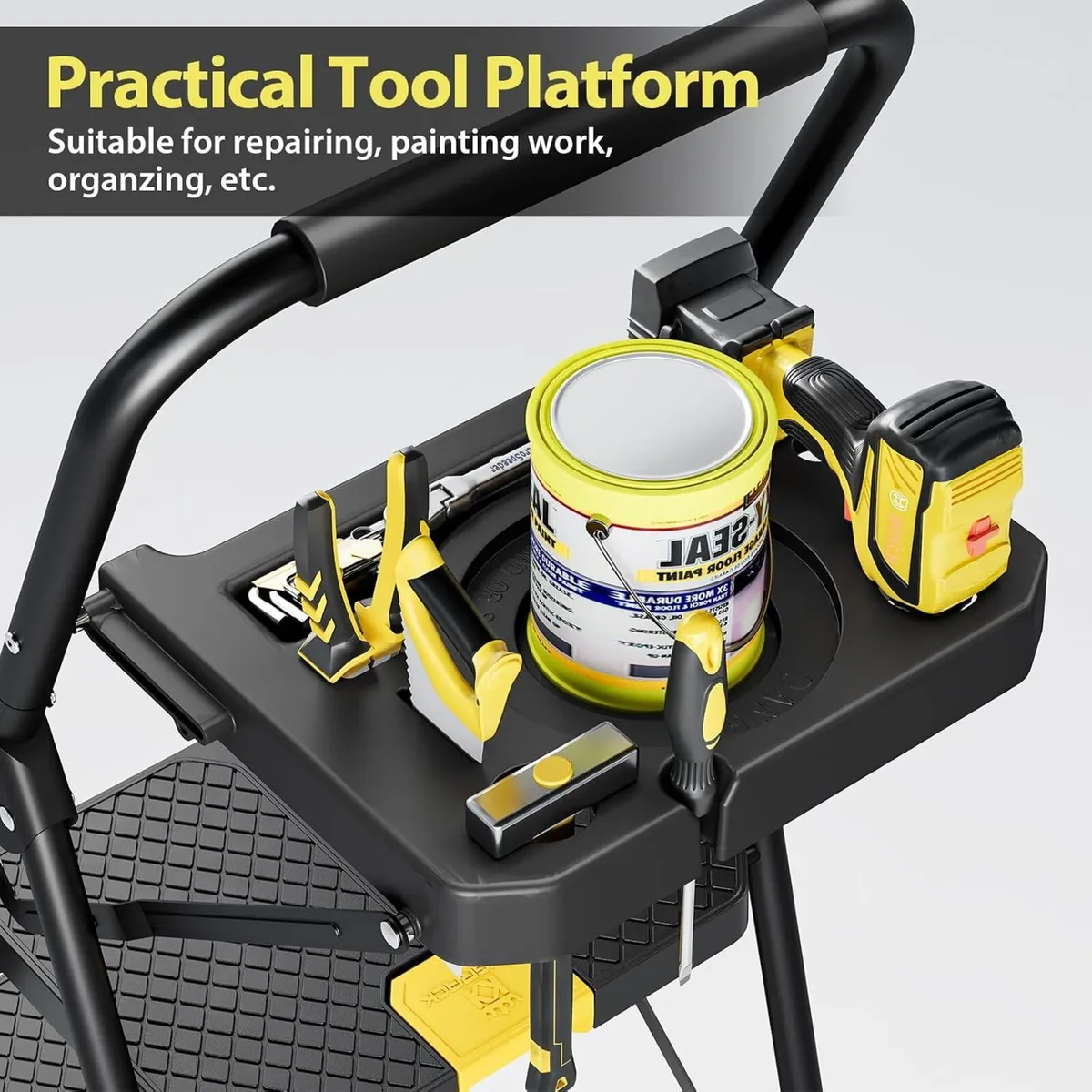 Folding 4-Step Ladder with Tool Tray - Image 2