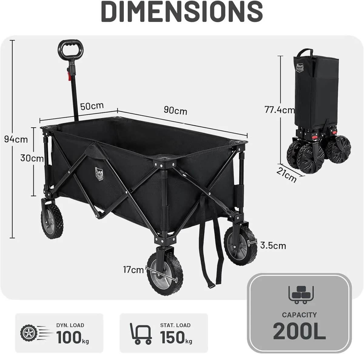 Trolley Folding Camping Wagon 200L - Image 3